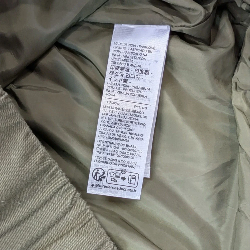 NWT Levi's Olive Cotton Bomber Jacket Utility Military M
